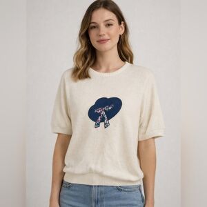 VINTAGE CREAM KNIT WITH PADDED SHOULDERS